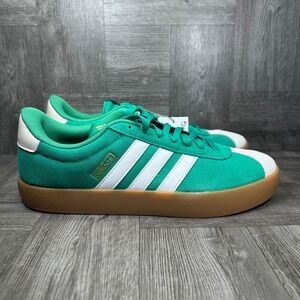 Adidas VL Court 3.0 Mens 10 Green Suede Gum Sole Classic Skate NEW JP5285